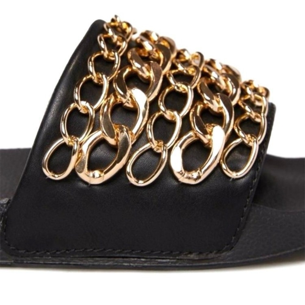 Sz 6.5 Black Tici Chain Strap Slide NIB-0045 - Picture 4 of 5